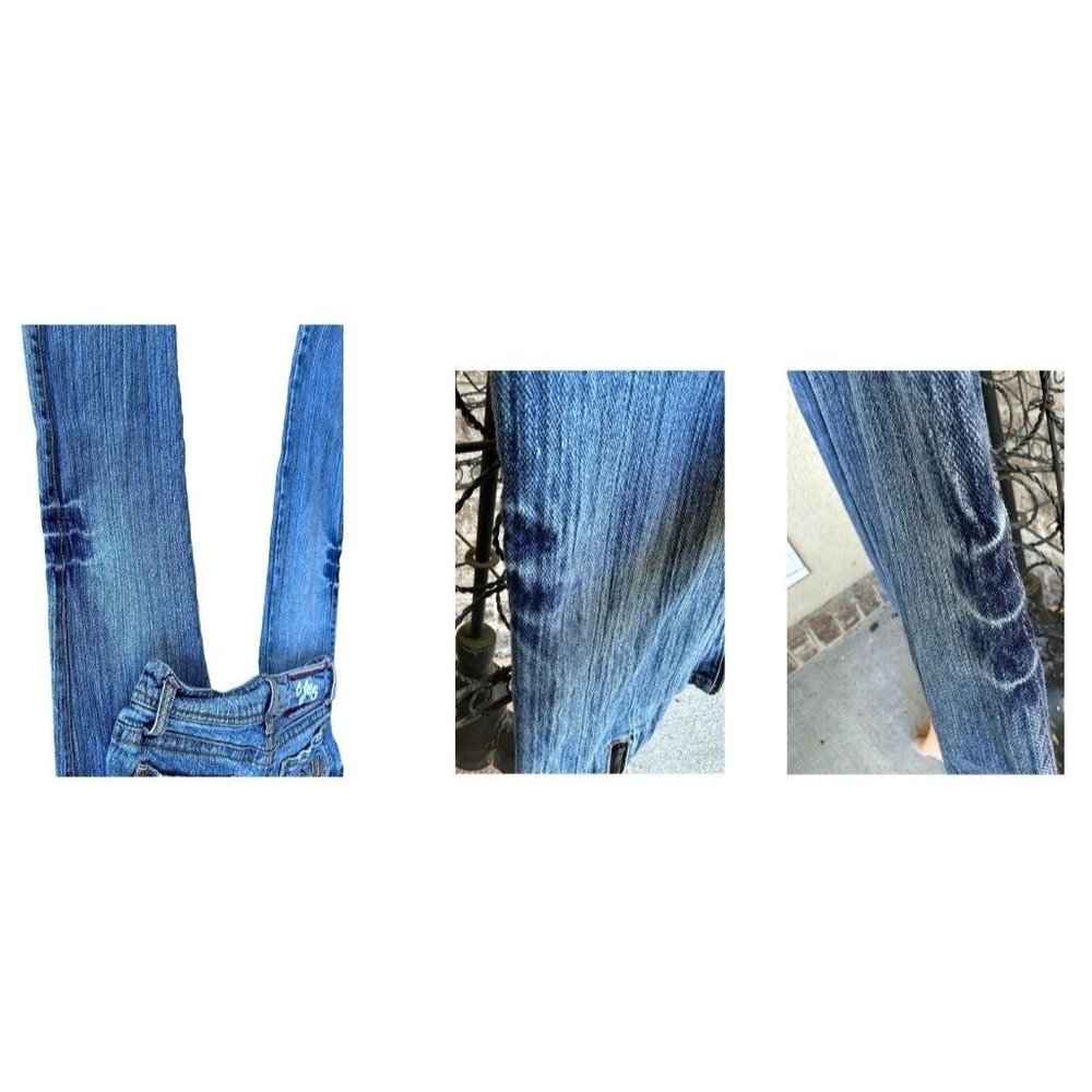 VTG 90's Yes Brand Jeans Girls 10 Blue 25 inches x 26" Studded Embroider… - Picture 10 of 12
